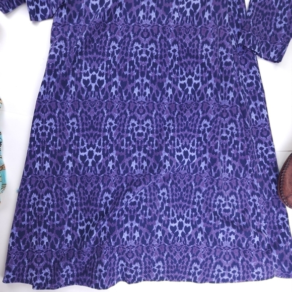 Soft Surroundings Purple Patterned Faux Wrapped Rouged Side Dress Sz PM - Picture 10 of 16